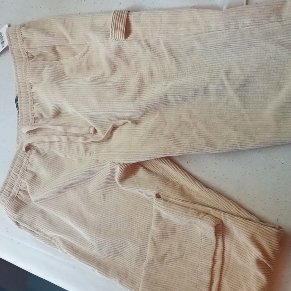 FOREVER 21 Beige Ribbed Drawstring Pants